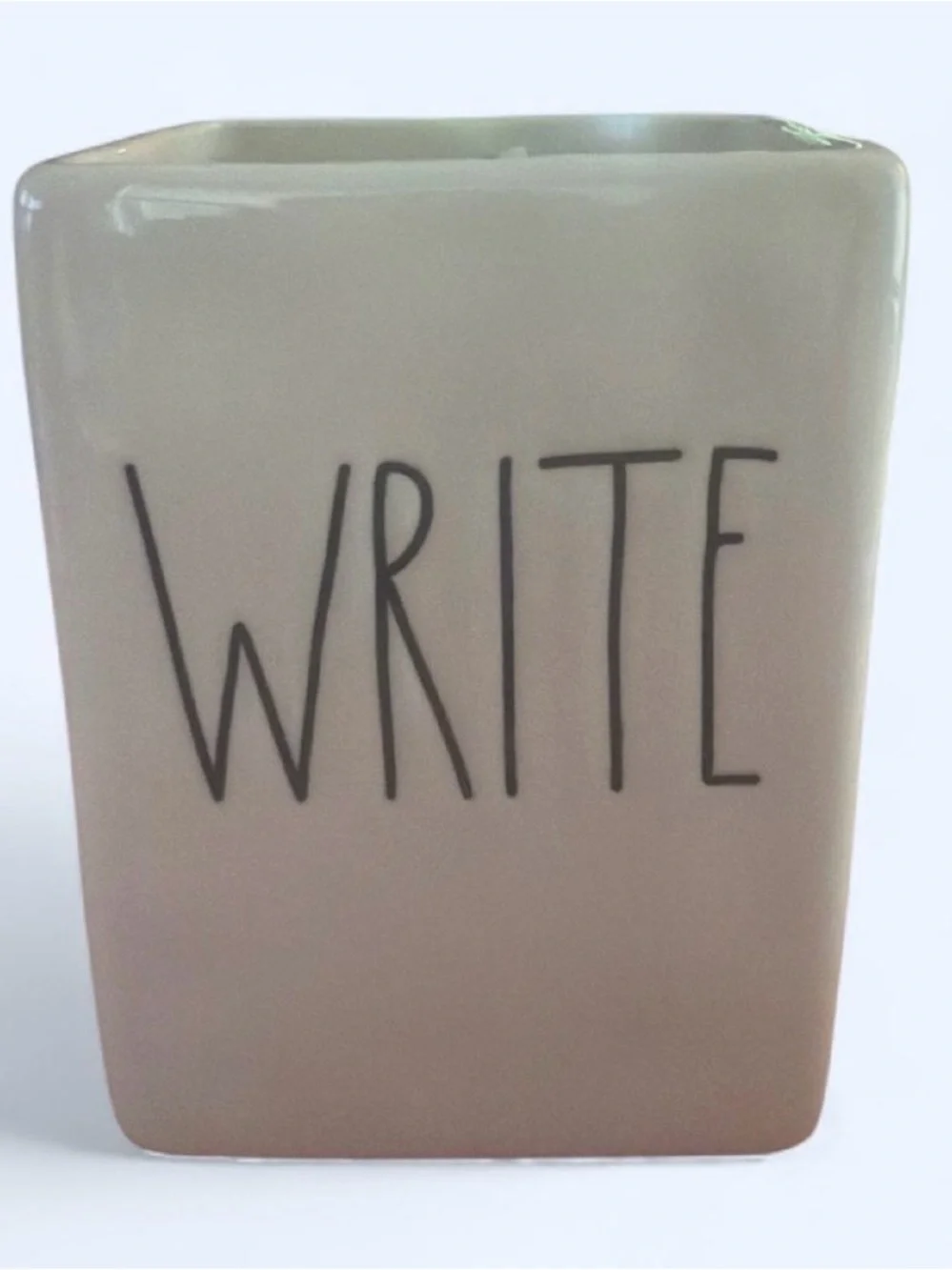 Rae Dunn WRITE Ceramic Pencil Cup - Taupe